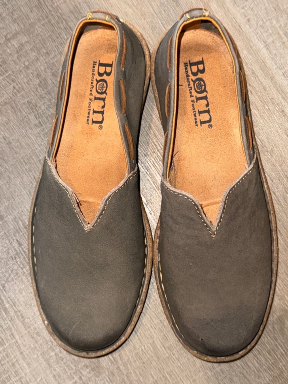 Børn Naya Grey Nubuck Leather Slip-On Loafers - Size 7.5 - Picture 5 of 15